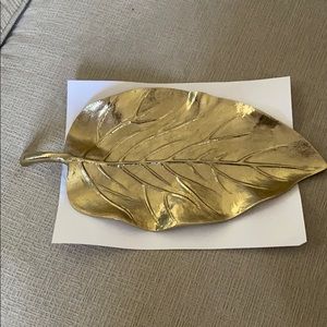 Gorgeous gold metal leaf tray Fall decor
